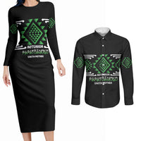 Aotearoa Atua Papatuanuku Personalised Couples Matching Long Sleeve Bodycon Dress and Long Sleeve Button Shirt Maori Earth Mother Taniko Motifs