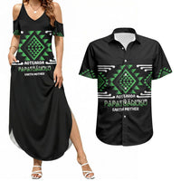 Aotearoa Atua Papatuanuku Personalised Couples Matching Summer Maxi Dress and Hawaiian Shirt Maori Earth Mother Taniko Motifs