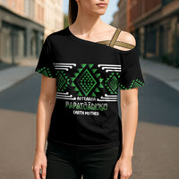 Aotearoa Atua Papatuanuku Personalised Cross Shoulder Shirt Maori Earth Mother Taniko Motifs