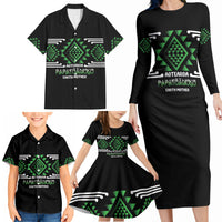 Aotearoa Atua Papatuanuku Personalised Family Matching Long Sleeve Bodycon Dress and Hawaiian Shirt Maori Earth Mother Taniko Motifs
