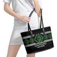Aotearoa Atua Papatuanuku Leather Tote Bag Maori Earth Mother Taniko Motifs