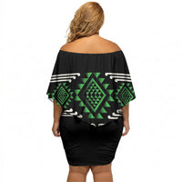Aotearoa Atua Papatuanuku Personalised Off Shoulder Short Dress Maori Earth Mother Taniko Motifs
