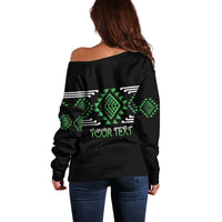 Aotearoa Atua Papatuanuku Personalised Off Shoulder Sweater Maori Earth Mother Taniko Motifs