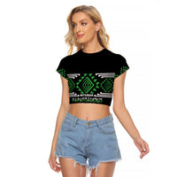 Aotearoa Atua Papatuanuku Personalised Raglan Cropped T Shirt Maori Earth Mother Taniko Motifs