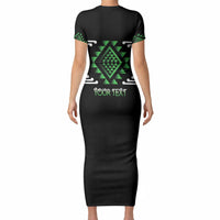 Aotearoa Atua Papatuanuku Personalised Short Sleeve Bodycon Dress Maori Earth Mother Taniko Motifs