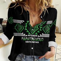 Aotearoa Atua Papatuanuku Personalised Women Casual Shirt Maori Earth Mother Taniko Motifs