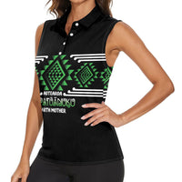 Aotearoa Atua Papatuanuku Personalised Women Sleeveless Polo Shirt Maori Earth Mother Taniko Motifs