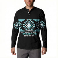 Aotearoa Atua Tangaroa Personalised Button Sweatshirt Maori God Of The Sea Taniko Motifs