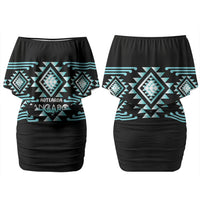 Aotearoa Atua Tangaroa Personalised Couples Matching Off Shoulder Short Dress and Hawaiian Shirt Maori God Of The Sea Taniko Motifs