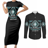 Aotearoa Atua Tangaroa Personalised Couples Matching Short Sleeve Bodycon Dress and Long Sleeve Button Shirt Maori God Of The Sea Taniko Motifs