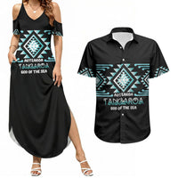 Aotearoa Atua Tangaroa Personalised Couples Matching Summer Maxi Dress and Hawaiian Shirt Maori God Of The Sea Taniko Motifs