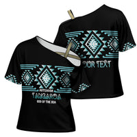 Aotearoa Atua Tangaroa Personalised Cross Shoulder Shirt Maori God Of The Sea Taniko Motifs