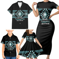 Aotearoa Atua Tangaroa Personalised Family Matching Short Sleeve Bodycon Dress and Hawaiian Shirt Maori God Of The Sea Taniko Motifs