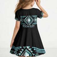 Aotearoa Atua Tangaroa Personalised Kid Short Sleeve Dress Maori God Of The Sea Taniko Motifs