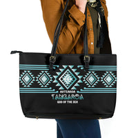 Aotearoa Atua Tangaroa Leather Tote Bag Maori God Of The Sea Taniko Motifs