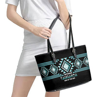 Aotearoa Atua Tangaroa Leather Tote Bag Maori God Of The Sea Taniko Motifs