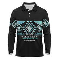 Aotearoa Atua Tangaroa Personalised Long Sleeve Polo Shirt Maori God Of The Sea Taniko Motifs