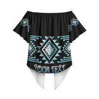 Aotearoa Atua Tangaroa Personalised Off Shoulder Wrap Waist Top Maori God Of The Sea Taniko Motifs
