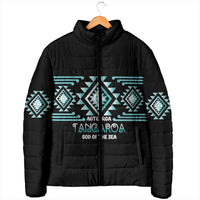 Aotearoa Atua Tangaroa Personalised Padded Jacket Maori God Of The Sea Taniko Motifs