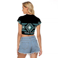 Aotearoa Atua Tangaroa Personalised Raglan Cropped T Shirt Maori God Of The Sea Taniko Motifs