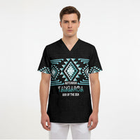 Aotearoa Atua Tangaroa Personalised Scrub Top Maori God Of The Sea Taniko Motifs