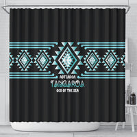 Aotearoa Atua Tangaroa Shower Curtain Maori God Of The Sea Taniko Motifs