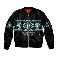 Aotearoa Atua Tangaroa Personalised Sleeve Zip Bomber Jacket Maori God Of The Sea Taniko Motifs