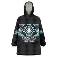 Aotearoa Atua Tangaroa Personalised Wearable Blanket Hoodie Maori God Of The Sea Taniko Motifs