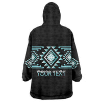 Aotearoa Atua Tangaroa Personalised Wearable Blanket Hoodie Maori God Of The Sea Taniko Motifs
