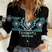 Aotearoa Atua Tangaroa Personalised Women Casual Shirt Maori God Of The Sea Taniko Motifs