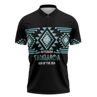 Aotearoa Atua Tangaroa Personalised Zipper Polo Shirt Maori God Of The Sea Taniko Motifs