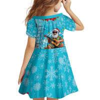 Hawaii Christmas Family Matching Puletasi and Hawaiian Shirt Mele Kalikimaka Poinsettia Lei Polynesian - Blue