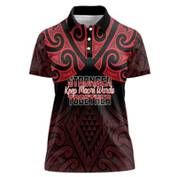 Personalised Keep Maori Wards New Zealand Women Polo Shirt Stronger Together Aotearoa Taniko - Polynesian Pride