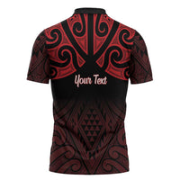 Personalised Keep Maori Wards New Zealand Zipper Polo Shirt Stronger Together Aotearoa Taniko - Polynesian Pride