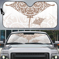 New Zealand Manta Ray Tattoo Auto Sun Shade Aotearoa Maori Haehae Beige - Polynesian Pride