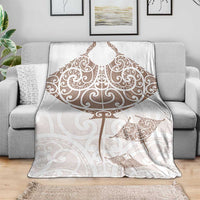 New Zealand Manta Ray Tattoo Blanket Aotearoa Maori Haehae Beige - Polynesian Pride