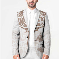 New Zealand Manta Ray Tattoo Blazer Aotearoa Maori Haehae Beige - Polynesian Pride