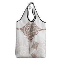 New Zealand Manta Ray Tattoo Grocery Bag Aotearoa Maori Haehae Beige - Polynesian Pride