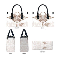 New Zealand Manta Ray Tattoo Leather Bag Aotearoa Maori Haehae Beige - Polynesian Pride