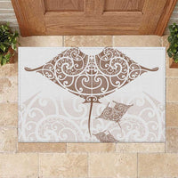 New Zealand Manta Ray Tattoo Rubber Doormat Aotearoa Maori Haehae Beige - Polynesian Pride