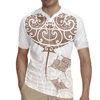 New Zealand Manta Ray Tattoo Rugby Jersey Aotearoa Maori Haehae Beige - Polynesian Pride
