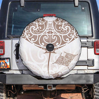 New Zealand Manta Ray Tattoo Spare Tire Cover Aotearoa Maori Haehae Beige - Polynesian Pride