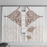 New Zealand Manta Ray Tattoo Window Curtain Aotearoa Maori Haehae Beige - Polynesian Pride