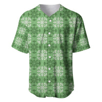 Green Hawaiian Quilt Baseball Jersey Hawaii Pineapple Monstera Palaka Motifs - Polynesian Pride