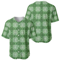 Green Hawaiian Quilt Baseball Jersey Hawaii Pineapple Monstera Palaka Motifs - Polynesian Pride