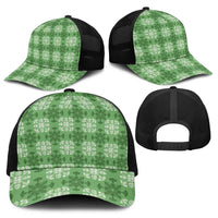Green Hawaiian Quilt Baseball Net Cap Hawaii Pineapple Monstera Palaka Motifs LT14 - Polynesian Pride