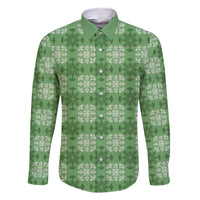 Green Hawaiian Quilt Family Matching Short Sleeve Bodycon Dress and Hawaiian Shirt Hawaii Pineapple Monstera Palaka Motifs - Polynesian Pride