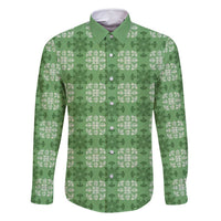 Green Hawaiian Quilt Family Matching Summer Maxi Dress and Hawaiian Shirt Hawaii Pineapple Monstera Palaka Motifs - Polynesian Pride