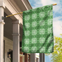 Green Hawaiian Quilt Garden Flag Hawaii Pineapple Monstera Palaka Motifs - Polynesian Pride