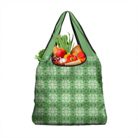 Green Hawaiian Quilt Grocery Bag Hawaii Pineapple Monstera Palaka Motifs - Polynesian Pride